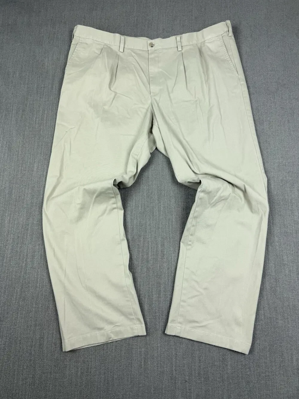 Dockers Men’s Khaki Pants 46x34 Beige Pleated Stretch Big Tall Chinos